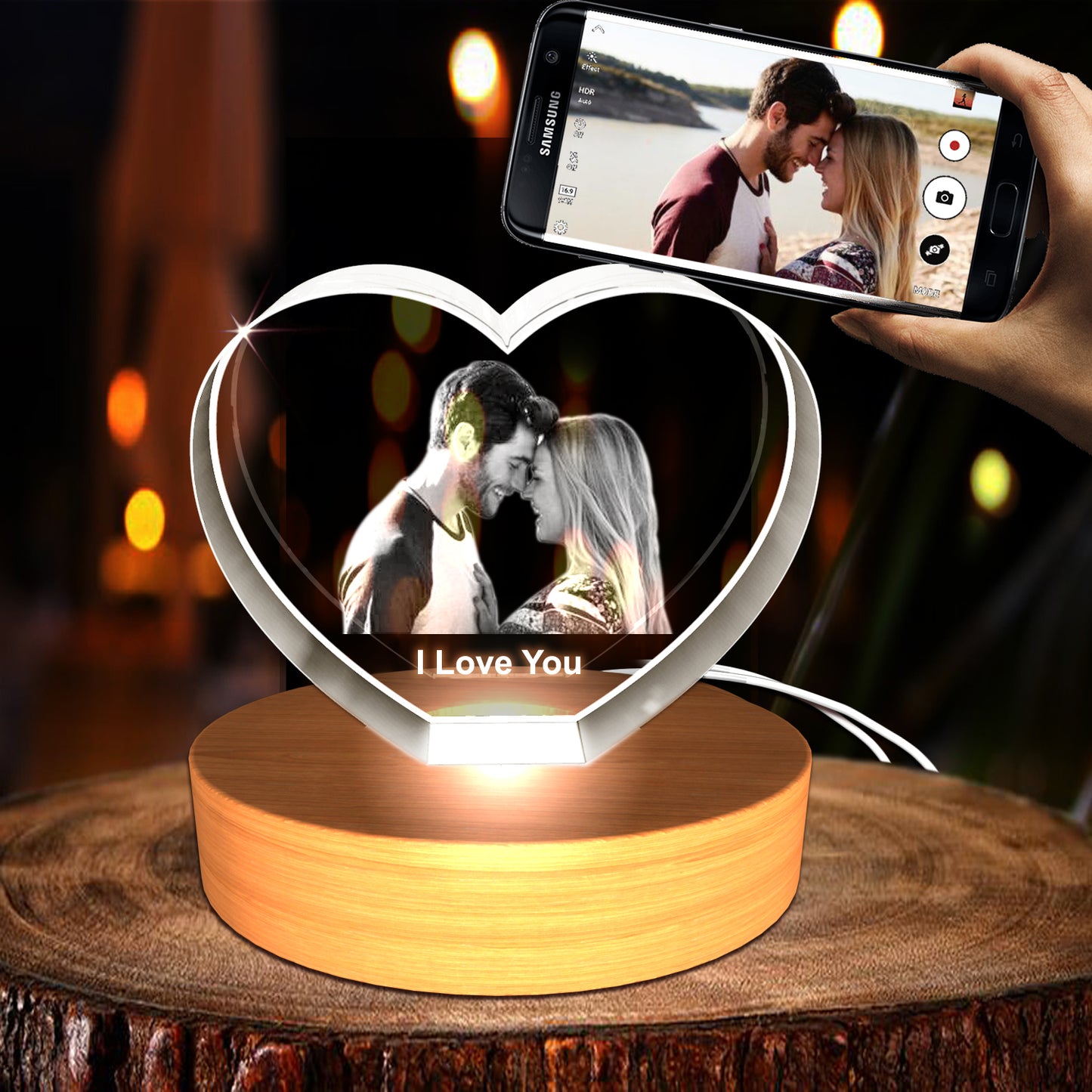 Personalized Freezepix 3D Photo Gift / LED Base Light Included - Unpredictable Gifts