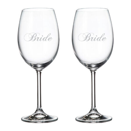 Cuisivin Bride & Bride Wine Glasses with frosted print design, perfect for special occasions | Unpredictable Gifts
