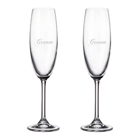 Elegant Cuisivin Groom & Groom Champagne Flutes set of two 220ml/7.5oz glasses | Unpredictable Gifts