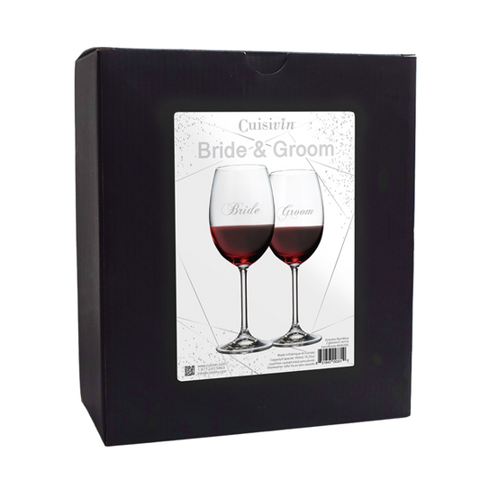 Elegant Cuisivin Bride & Groom Wine Glasses set of two 450ml/15.25oz glasses | Unpredictable Gifts