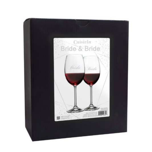 Elegant Cuisivin Bride & Bride Wine Glasses set of two 450ml/15.25oz glasses | Unpredictable Gifts