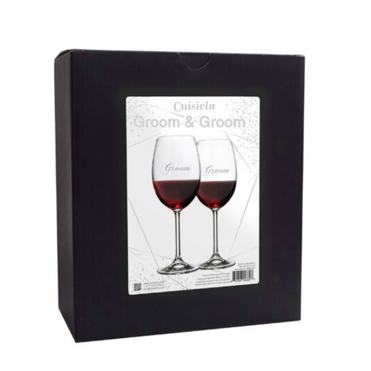 Elegant Cuisivin Groom & Groom Wine Glasses set of two 450ml/15.25oz glasses | Unpredictable Gifts