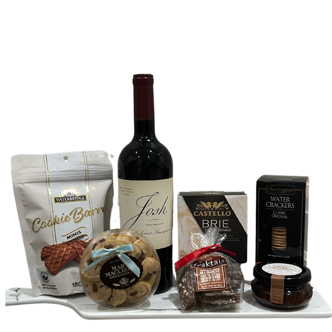 Marble Board Wine & Cheese Basket - Unpredictable Gifts