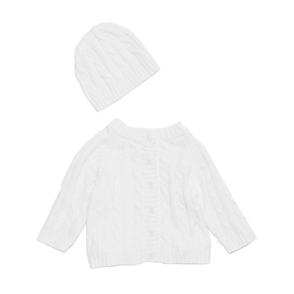 Cardigan & Beanie Box Set White 100% Cotton - Unpredictable Gifts