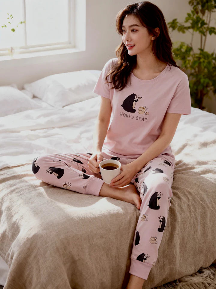 Honey Bear Women’s PJ Set – 100% Organic Cotton - Unpredictable Gifts