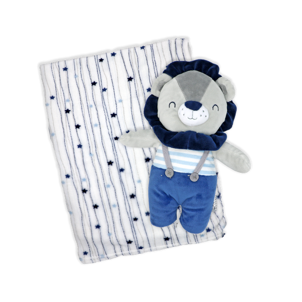 TAHARI Flannel fleece Blanket &amp; LION Buddy - Unpredictable Gifts