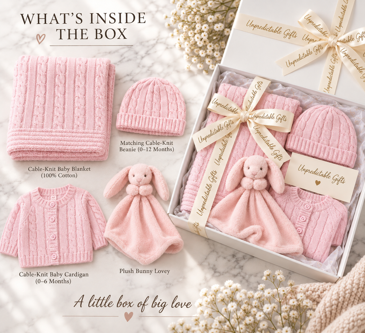 Personalized Pink Jellycat Bunny & Cotton Baby Gift Set
