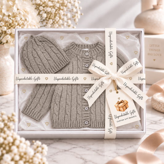 Cardigan & Beanie Box Set Grey 100% Cotton
