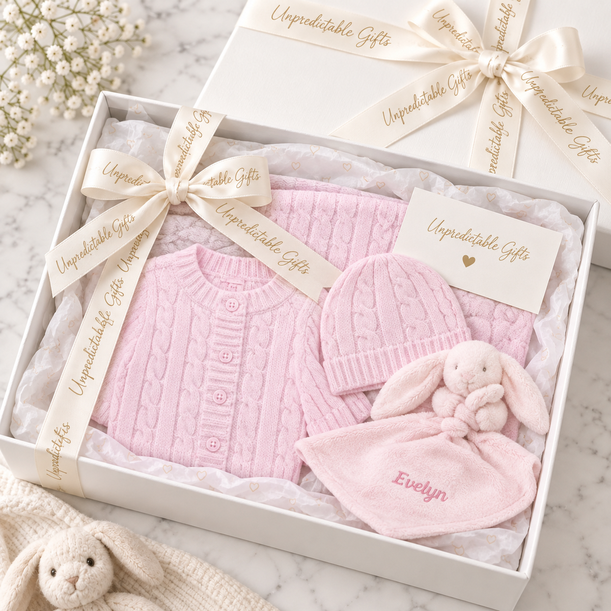 Personalized Pink Jellycat Bunny & Cotton Baby Gift Set