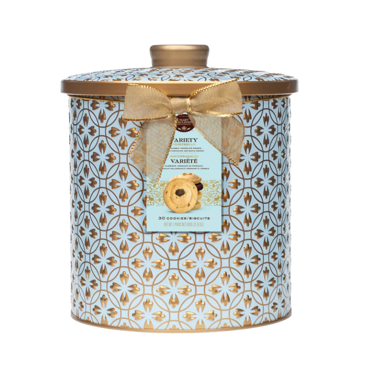 Mary Macleod’s Embossed Cookie Jar Tin – Holiday Gifts Variety Box (30 Cookies)