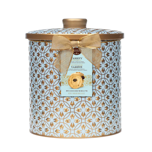 Mary Macleod’s Embossed Cookie Jar Tin – Holiday Gifts Variety Box (30 Cookies)