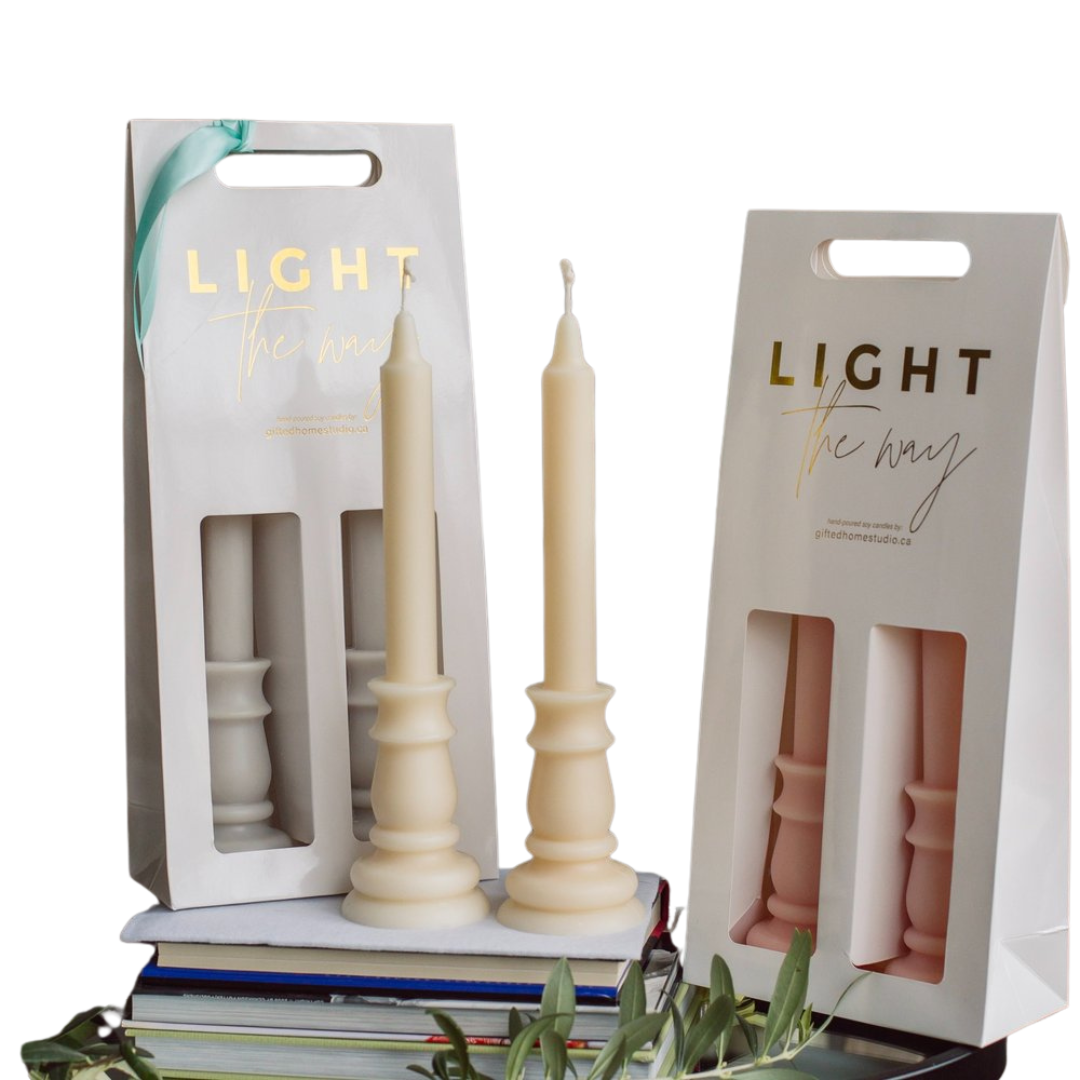 Neutral Soy Wax Taper Candles (Set of 2) - Unpredictable Gifts