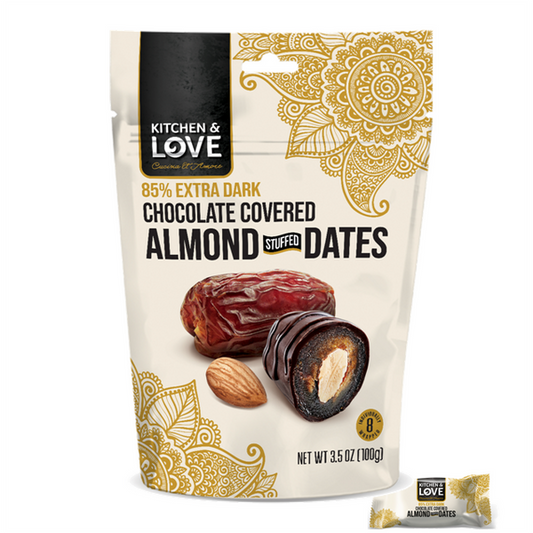 Kitchen & Love chocolate covered Almond stuffed dates - Unpredictable Gifts