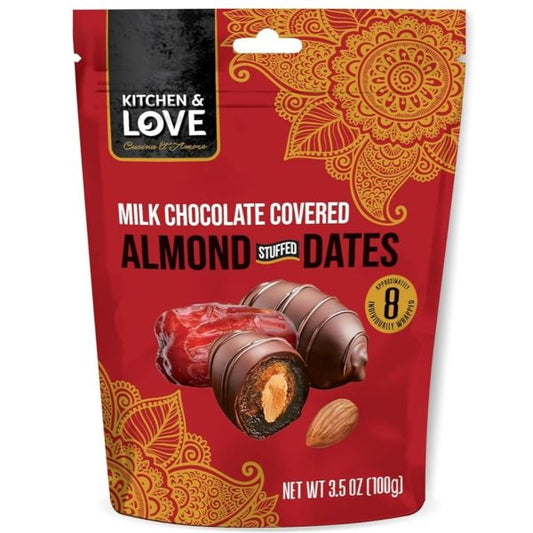 Kitchen & Love chocolate covered Almond stuffed dates - Unpredictable Gifts