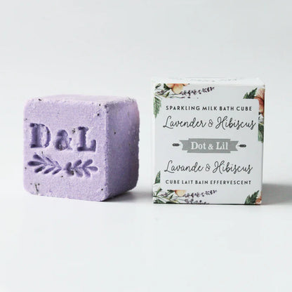 Lavender & Hibiscus Sparkling Milk Bath Cube - Unpredictable Gifts