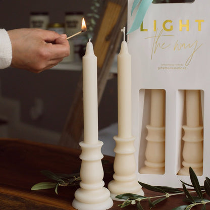 Neutral Soy Wax Taper Candles (Set of 2) - Unpredictable Gifts